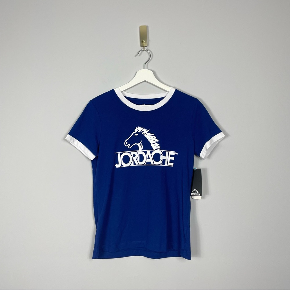 Jordache Blue and White Logo Ringer Tee